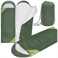 ŚPIWÓR TURYSTYCZNY CIEPŁY MUMIA LEKKI KOŁDRA Z KAPTUREM 210cm POKROWIEC 2w1