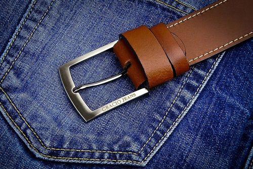 Pasek 110cm Męski Szeroki do SPODNI JEANS Brązowy na Arena.pl