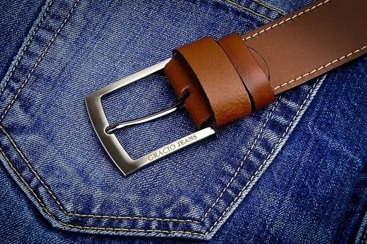 Pasek 110cm Męski Szeroki do SPODNI JEANS Brązowy zdjęcie 6