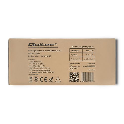 Qoltec Akumulator AGM | 12V | 12Ah | max. 180A na Arena.pl