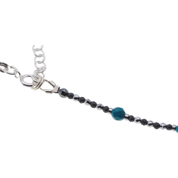 Naszyjnik regulowany - Turkus, Hematyt i srebro zdjęcie 2