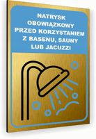 Tabliczka znak informacyjny 30x20 Złota NATRYSK OBOWIĄZKOWY Nierdzewna