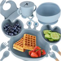 Naczynia Silikonowe Zestaw do Karmienia dla Dzieci Niemowląt Komplet 9 el.