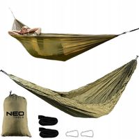 Hamak turystyczny 330 x 140 cm gotowy zestaw taśmy karabińczyki w pokrowcu