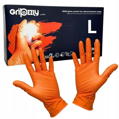 RĘKAWICE ochronne NITRYLOWE GRIPZZLY GRIPY ZARYS pomarańczowe roz.L 50 na Arena.pl