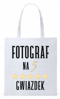 Dla Fotografa Fotografki Torba Eco Biała Shopper Z Nadrukiem Ze Zdjęciem