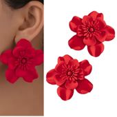 Kolczyki kwiatowe czerwone rozłożyste BOHO wakacyjne wesele DAMSKIE efekt