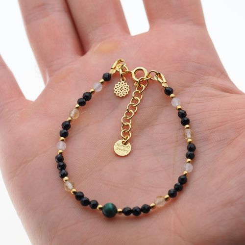 Bransoletka mix - Turmalin, cytryn, kwarc różowy i srebro złocone na Arena.pl