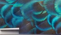 Fototapeta TURKUSOWE NEONOWE PAWIE PIÓRA 130x80
