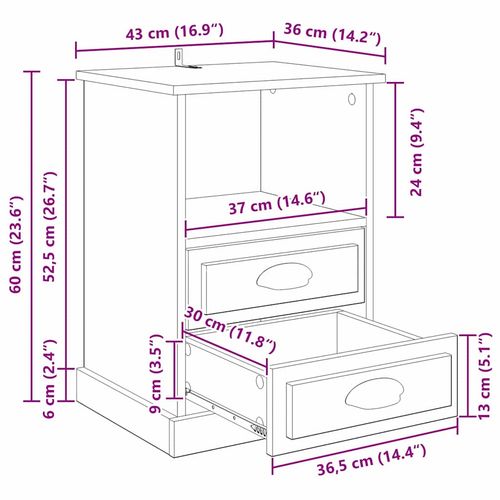 Szafka Nocna z szufladą Stare drewno 43 x 36 x 60 cm na Arena.pl