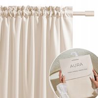 Zasłona gotowa do salonu 140x250 Aura na taśmie żabki tunel krem śmietanka
