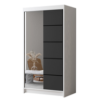 Szafa przesuwna LIVIO III z lustrem 100-pojemna garderoba-BIAŁY/CZARNY