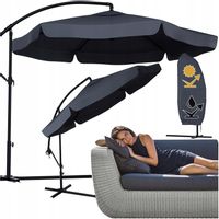 PARASOL OGRODOWY DUŻY SKŁADANY 350cm Z WYSIĘGNIKIEM ANTRACYT + POKROWIEC
