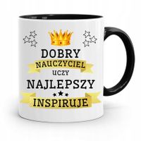 Kubek Czarny Prezent Dzień Nauczyciela Inspiruje Z Nadrukiem Ze Zdjęciem