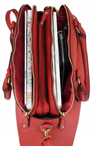 Torebka Damska 3 Komory Listonoszka A4 Czarna torebka skóra ekologiczna na Arena.pl