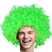 Peruka Afro Zielona Kręcone Włosy Strój Klauna Disco Kostium Unisex 70s