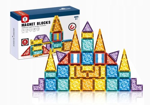 KLOCKI MAGNETYCZNE 40el KREATYWNE KONSTRUKCYJNE EDUKACYJNE 3D ZABAWA 148A na Arena.pl