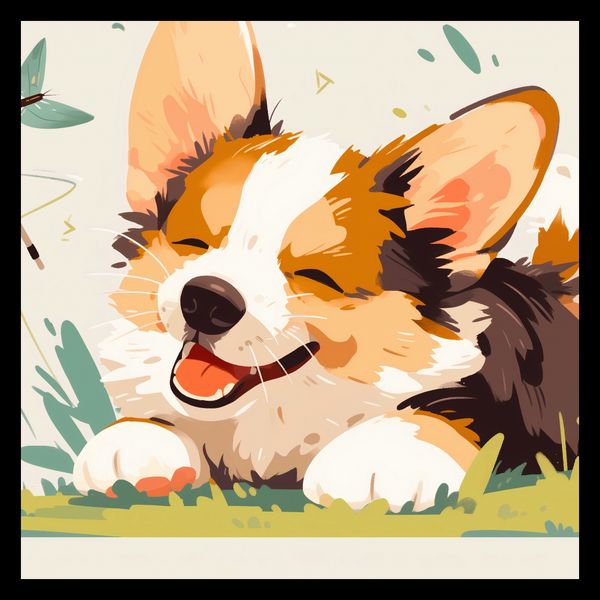 Plakat 40x40cm Beztroski Corgi zdjęcie 2