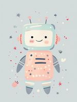 Plakat 60x80cm Wzory dla Dzieci, Dziewczynki i Chłopca - Robocik