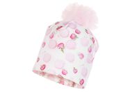 JAMIKS Alina czapka dla dziewczynki tiulowy pompon róże 48-50