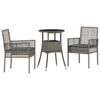 Zestaw do jadalni w ogrodzie 3 pcs Szary Polirattan