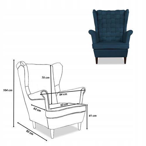 Zestaw wypoczynkowy Carol sofa fotele paski Family Meble granatowy na Arena.pl