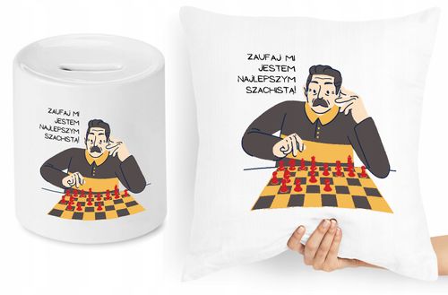 Dla Szachisty Zestaw Poduszka + Skarbonka Prezent Z Nadrukiem Ze Zdjęciem na Arena.pl