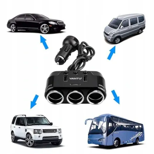 ROZDZIELACZ GNIAZDA ZAPALNICZKI 12V/24V ŁADOWARKA 3.1A + WOLTOMIERZ na Arena.pl