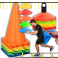 DUŻY ZESTAW PIŁKARSKI PACHOŁKI TRENINGOWE DRABINKA TALERZYKI PIŁKA NOŻNA