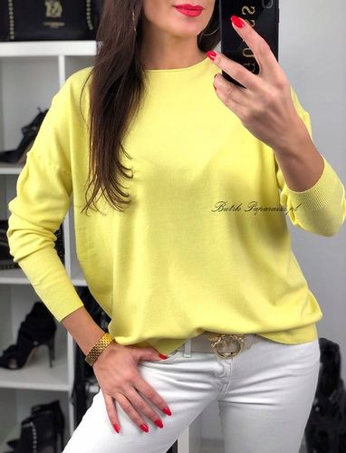 BLUZKA BASIC CLASSIC DELIKATNY SWETEREK ŻÓŁTY na Arena.pl