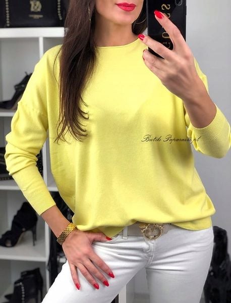 BLUZKA BASIC CLASSIC DELIKATNY SWETEREK ŻÓŁTY zdjęcie 2