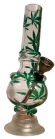 Mini Akrylowa Fajka Wodna Małe Bongo z Listkami Marychy Przezroczysta