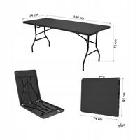 STÓŁ TURYSTYCZNY SKŁADANY KEMPINGOWY STOLIK 180x74cm OGRODOWY CATERINGOWY