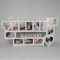 Multirama ramka na zdjęcia Pierwszy roczek imię 13 zdjęć serca