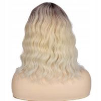 2X Włosy Peruka Damska Falowana Blond z Czarną Górą
