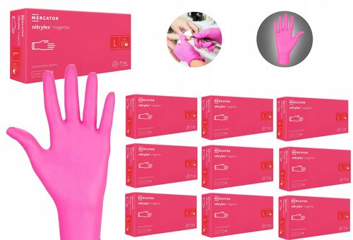 Rękawice Nitrylowe 100 szt. 9-L Nitrylex Magenta - 10 szt. na Arena.pl