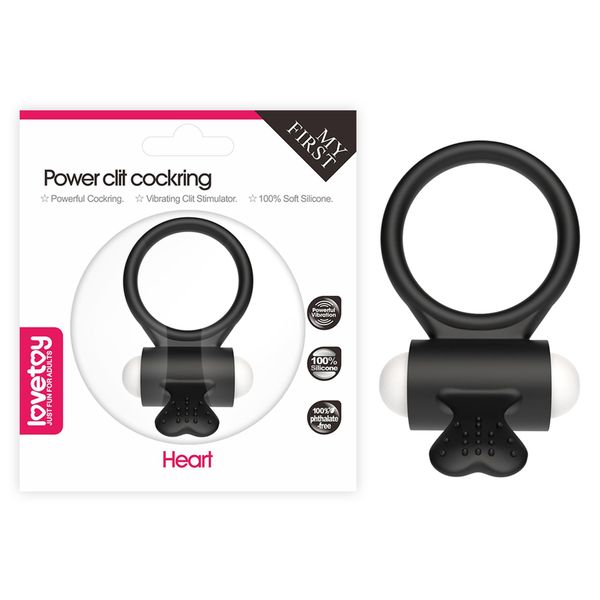 Power Clit Silicone Cockring Black zdjęcie 1