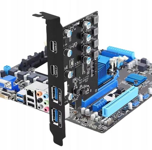 KARTA ROZSZEŻEŃ ADAPTER PCI PCIe 4 porty USB 3.0 2xUSB C 2xUSB A na Arena.pl