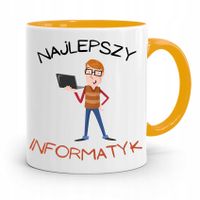 Kubek Żółty Informatyka Programisty Najlepszy Inf Z Nadrukiem Ze Zdjęciem