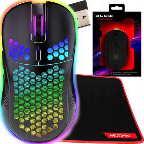 MYSZKA BEZPRZEWODOWA GAMINGOWA KOMPUTEROWA PODŚWIETLANA CICHA + PODKŁADKA na Arena.pl