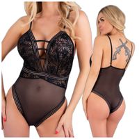 SEKSOWNE BODY CZARNE Z KORONKĄ KORONKOWA BIELIZNA DAMSKA L/XL
