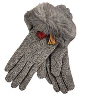 rękawiczki ocieplane glam futro rek111sz szare