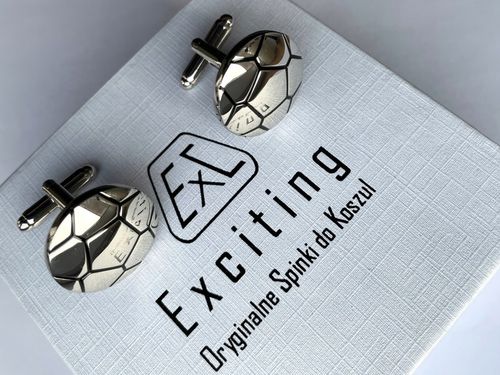 Modne eleganckie spinki do mankietów EXC Srebrna Piłka chromowane na Arena.pl