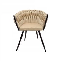 Fotel z podłokietnikami ozdobny Tilo beżowy krzesło welwet Family Meble