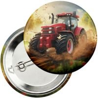 Przypinka z agrafką 59mm - TRAKTOR CIĄGNIK POLE GOSPODARSTWO ROLNIK