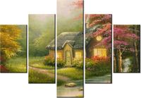 70 100CM OBRAZ 5 ELEM WIECZOREM STRUMYKIEM DRUK PŁÓTNO