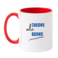 KUBEK "CHUJOWO ALE BOJOWO" Wzór - Klasyczny Biało-Czerwony 330 ml