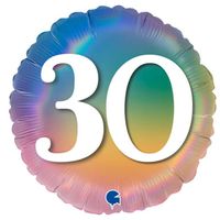 Balon foliowy "Rainbow - Liczba 30", Grabo, 18", RND