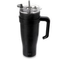 stalowy kubek termiczny termos 1200ml z rączką i słomką orion 112284 czarny