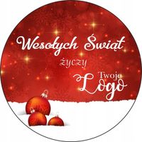 NAKLEJKI ŚWIĄTECZNE z LOGO REKLAMOWE firmowe personalizowane 10 cm 250 szt
